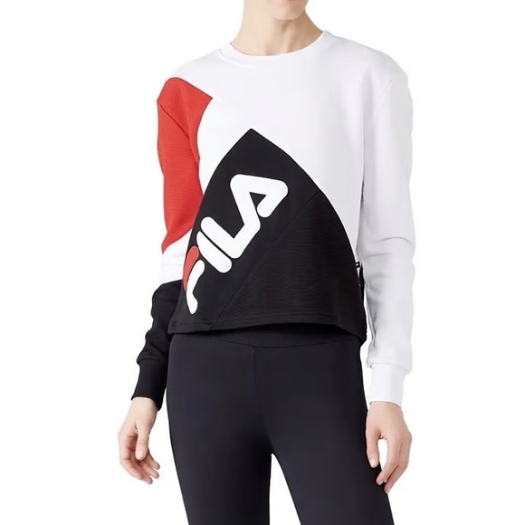 Fila Tops - FILA Women's Tri-Tone Sweatshirt - Red, Black, White
